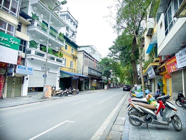 A street in Hanoi, Vietnam, where families can do slow tourism