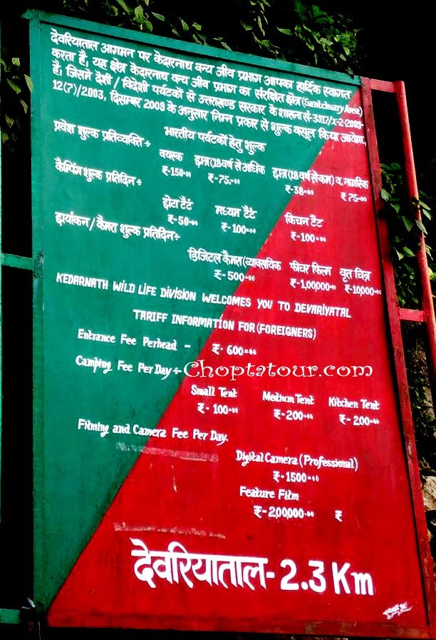 Entry fee and Chopta Camping Charges