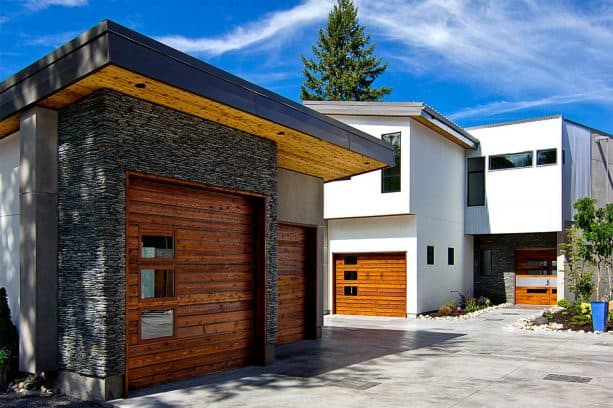 a contemporary garage in detached location from the main house