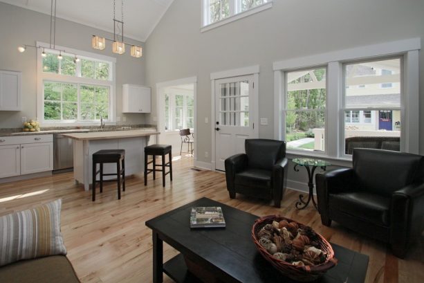 craftsman living room with Sherwin-Williams amazing gray SW 7044 wall paint color