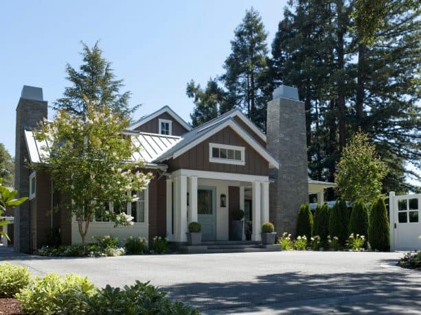 a farmhouse exterior gets a brown color from Northwood Brown 1000