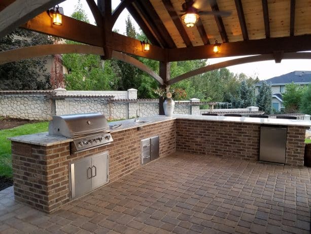 the use of brickweb tile technology on a BBQ island