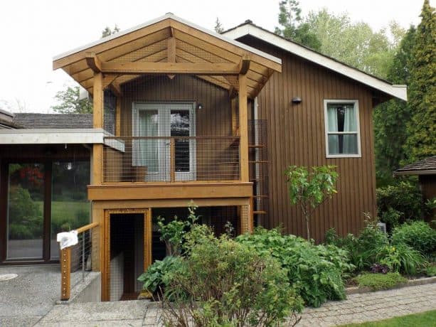 the front view of the double-decker cat enclosure