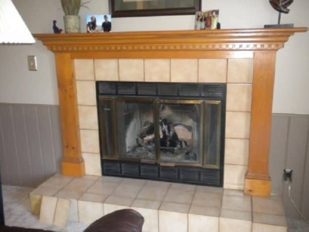 before makeover : parchment white tile