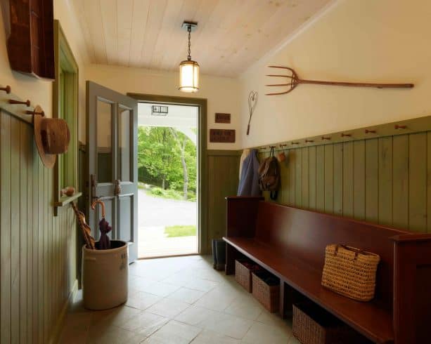 two-tone yellow and green hallway