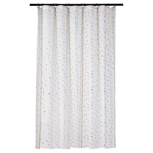 Room Essentials white shower curtain with gold diamonds detail