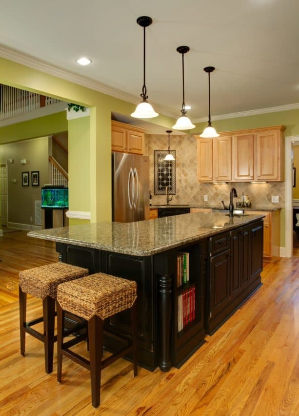 natural maple cabinets with stain and Hearts of Palm wall paint