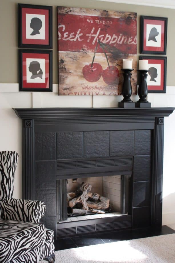 matte black fireplace tile