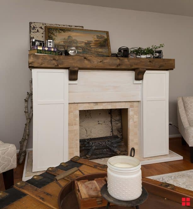 fireplace mantel stained with Wood Accelerator
