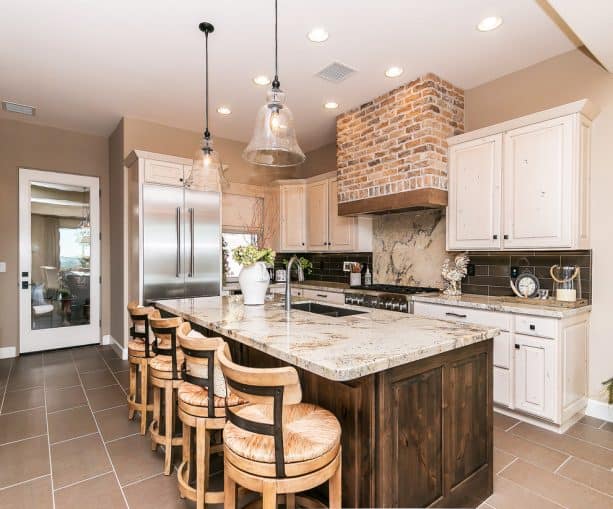range hood cover from brick tile