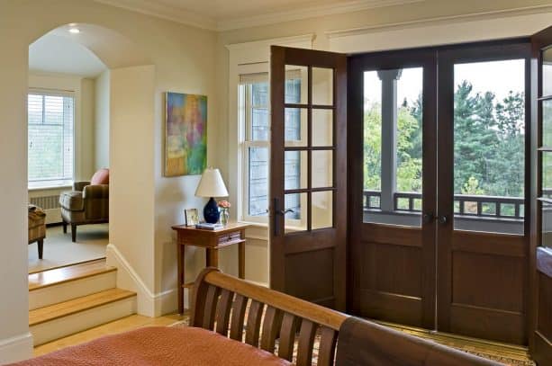custom mahogany doors with white trim