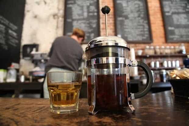Cascara tea in a French press