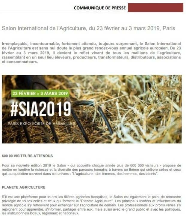 communique de presse salon