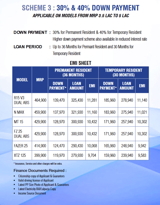 Yamaha Downpayment Scheme