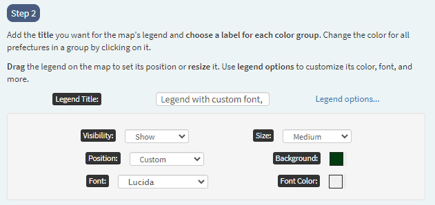 custom font and dark background for legend