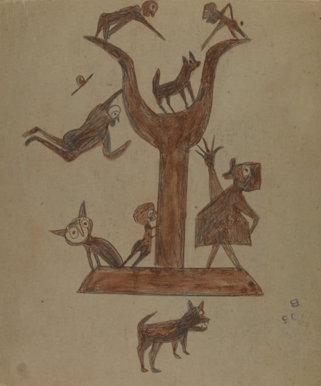 Bill Traylor, Untitled (Construction with Yawping Woman), ca. 1939-1942. © 1994, Bill Traylor Family Trust