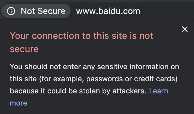 Chrome warning for non-https sites