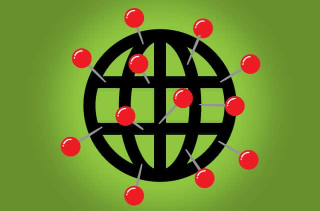 vpn-connection-logs Pins on a globe to represent VPN connection logs