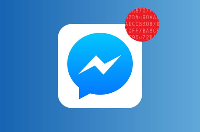 facebook-vs-us The Facebook Messenger logo with a red dot to indicate a new message has arrived. But there's a twist! The red do features an encryption key.