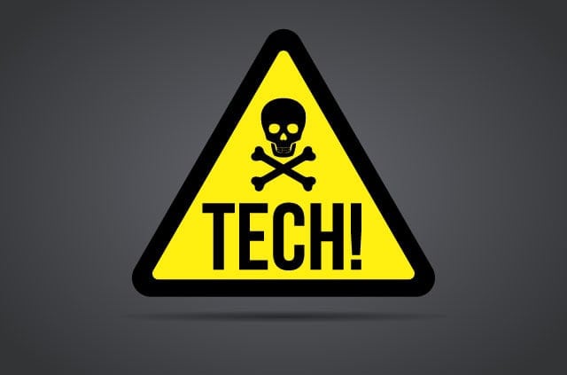 dangerous-technology A warning sign with a skull and crossbones and the word