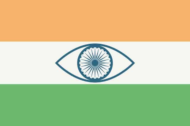 india-mass-surveillance Indian flag with an eye in the middle.