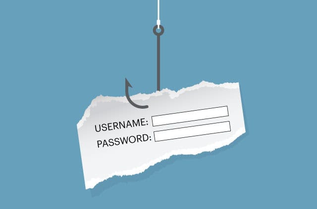 what-is-phishing An illustration of a scrap of paper with a username and password field on it. But get this! It's on a fishing hook! Lol.