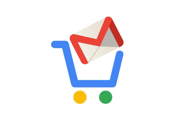google-tracking-puchases-through-email A google shopping cart with the Gmail logo inside the cart.