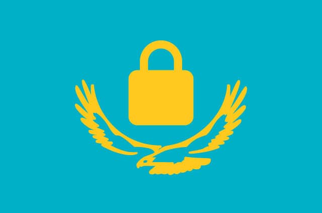 kazakhstan-intercepting-https The Kazakhstan flag, except with a padlock where the sun should be.