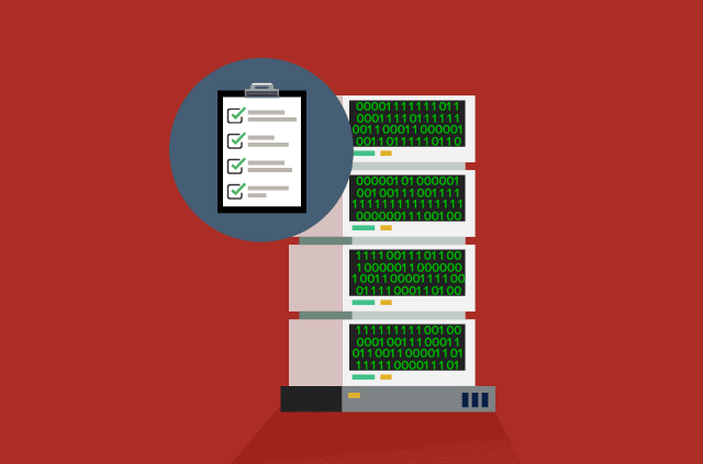 pwc-audit-expressvpn An illustration of a block of servers and a checklist on a notepad.