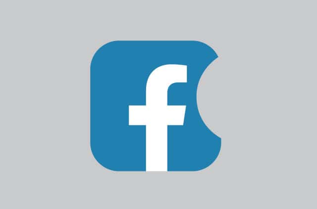 wozniak-vs-facebook The Facebook logo with a bite taken from it, similar to Apple's logo.