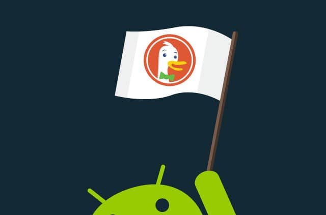 android-duckduckgo The Android logo waving a DuchDuckGo flag.