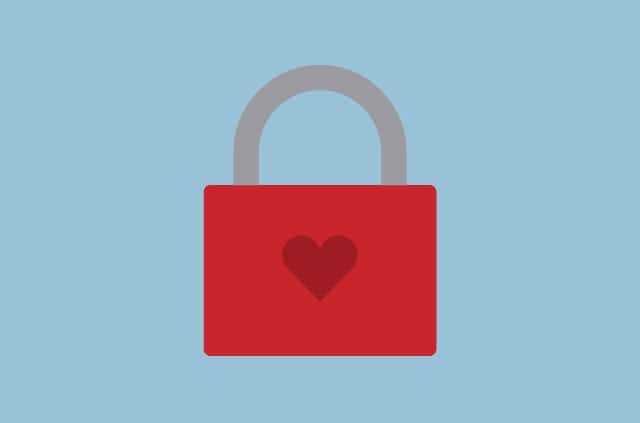 dating-and-privacy An illustration of a heart-shaped padlock.
