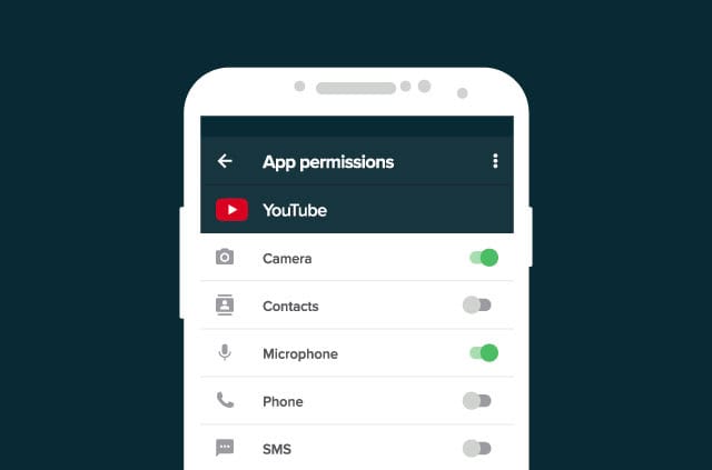 changing-app-permissions Android phone with app permissions for YouTube.
