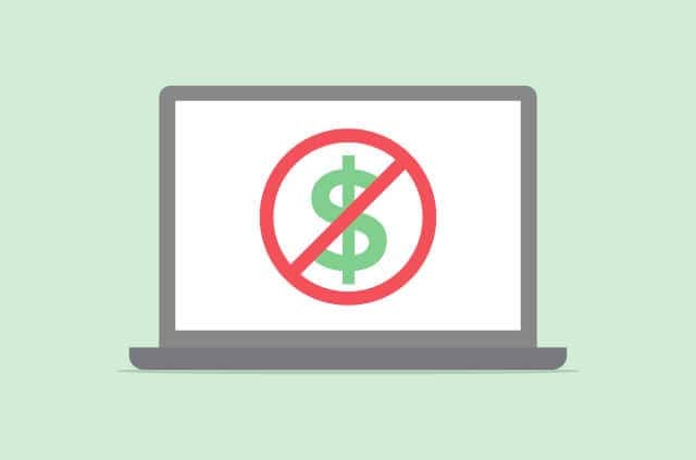 free-site-access-lockdown A laptop with a dollar sign crossed out.