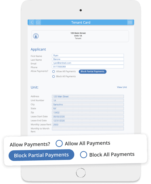 Partial payments or block payments