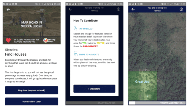 MapSwipe screenshots.