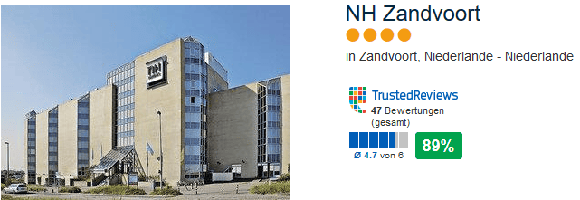 NH Zandvoort - 4 Sterne Hotel 89% positive Bewertung NH Zandvoort - 4 Sterne Hotel 89% positive Bewertung