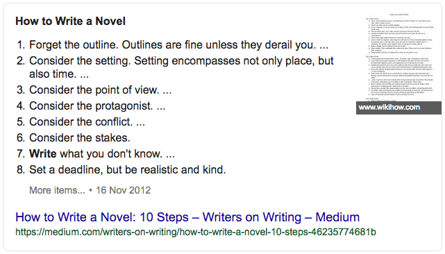 List Featured Snippet Example | SEO | Kanuka Digital