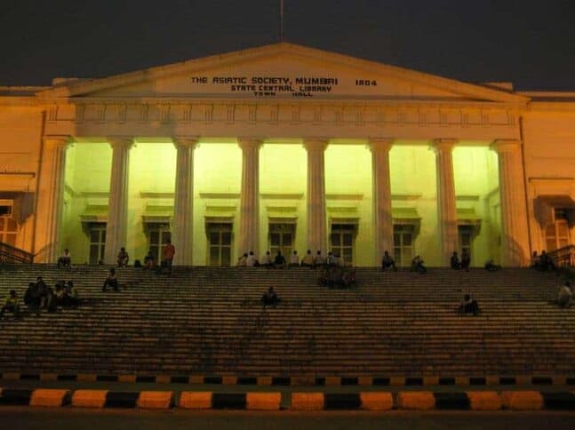 Asiatic library in Mumbai at night near mattress store