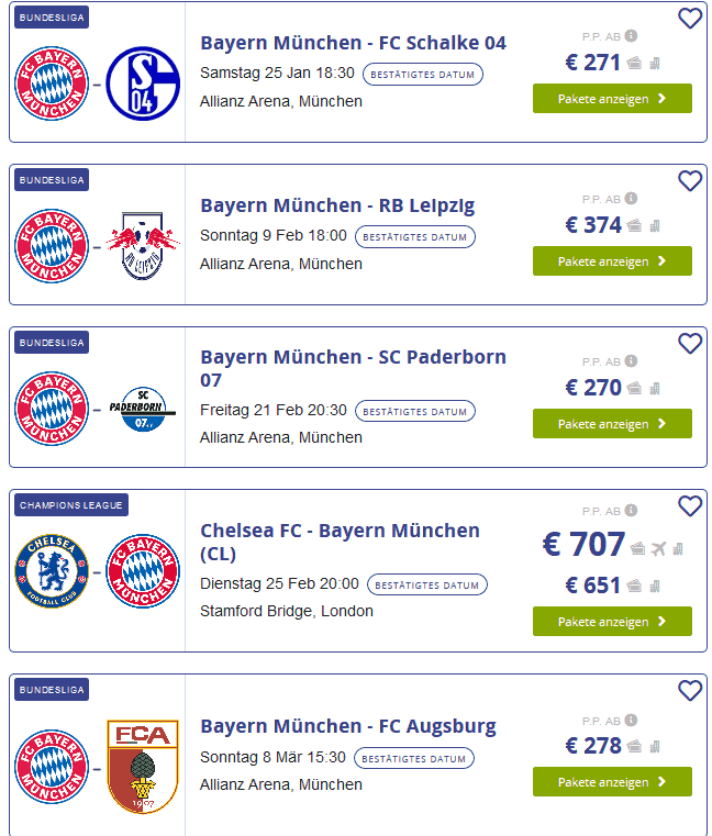 Bundesliga Tickets Bayern München mit Übernachtung