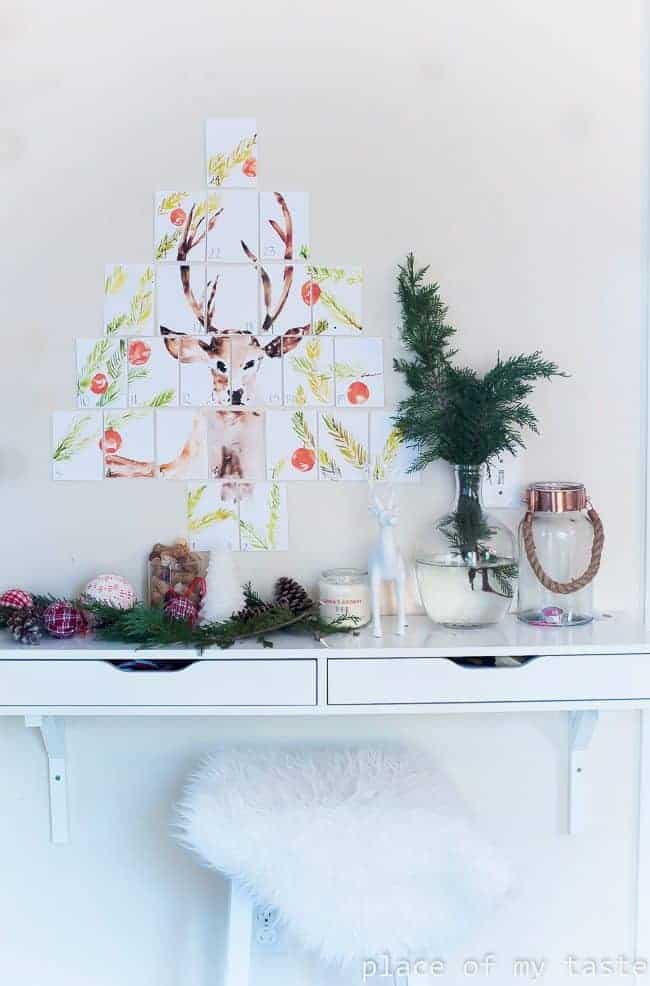 Printable Watercolor Deer Advent Calendar