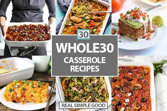 30 healthy casseroles collage horizontal with text