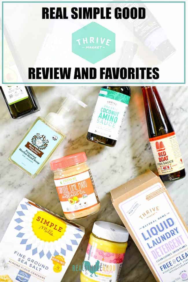 thrive market review image overhead with products and text at the top