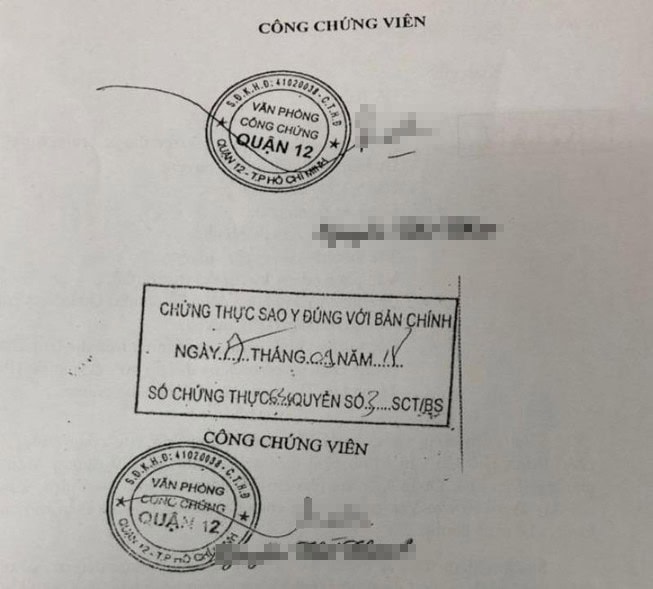 văn bản công chứng