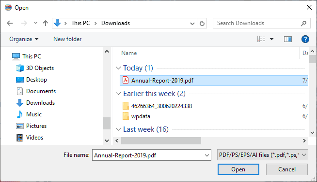 select pdf file to convert with pdf fly