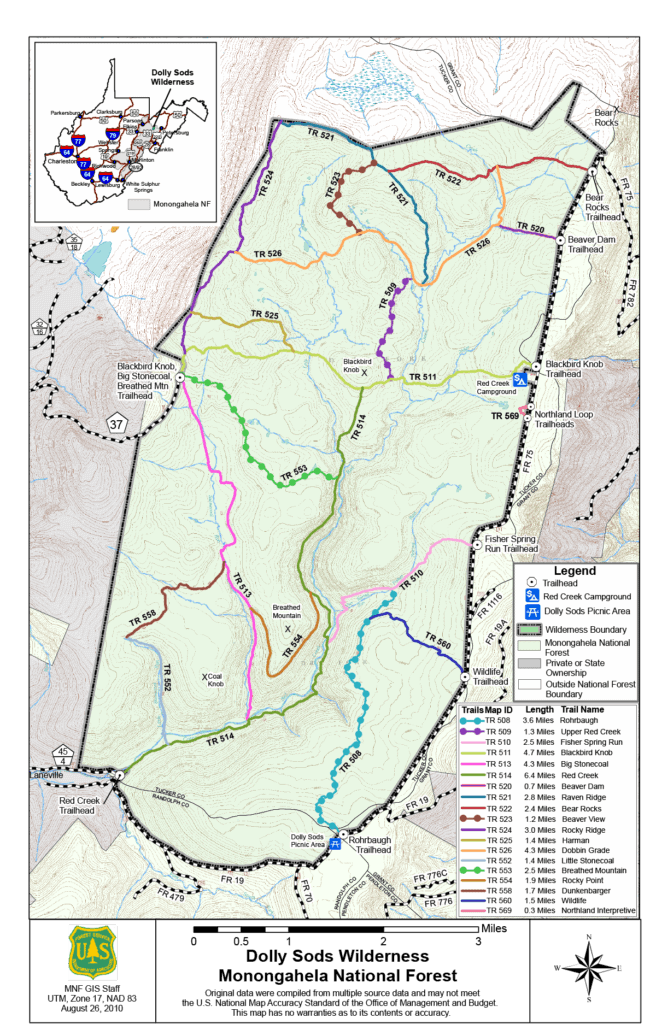 Dolly Sods Trail Map