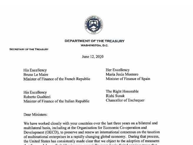 US letter to European governments: War on the web tax US letter - US letter to European governments: War on the web tax