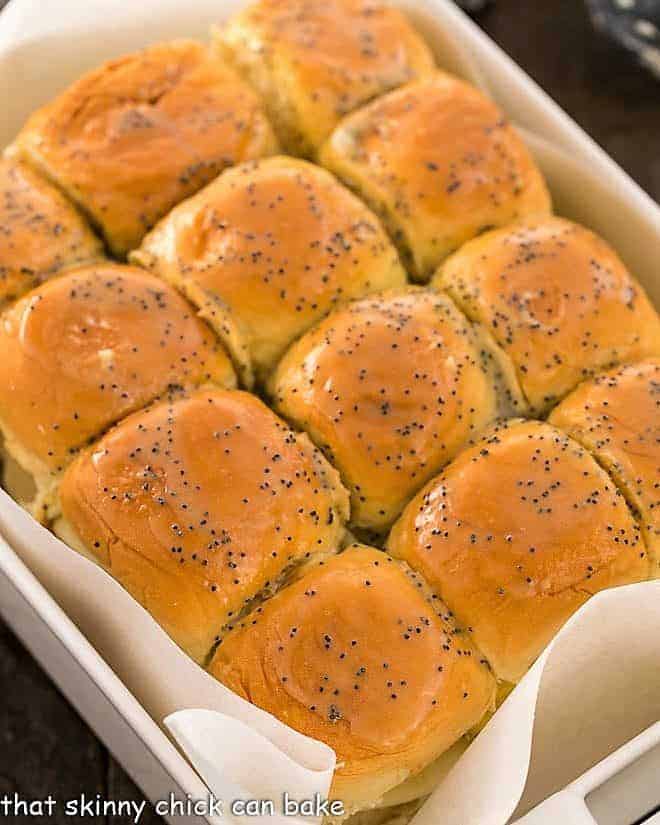 Ham, Egg and Cheese Breakfast Sliders - Irresistible, portable breakfast sandwiches that can be customized with your favorite ingredients! Ham, Egg and Cheese Breakfast Sliders in a casserole dish