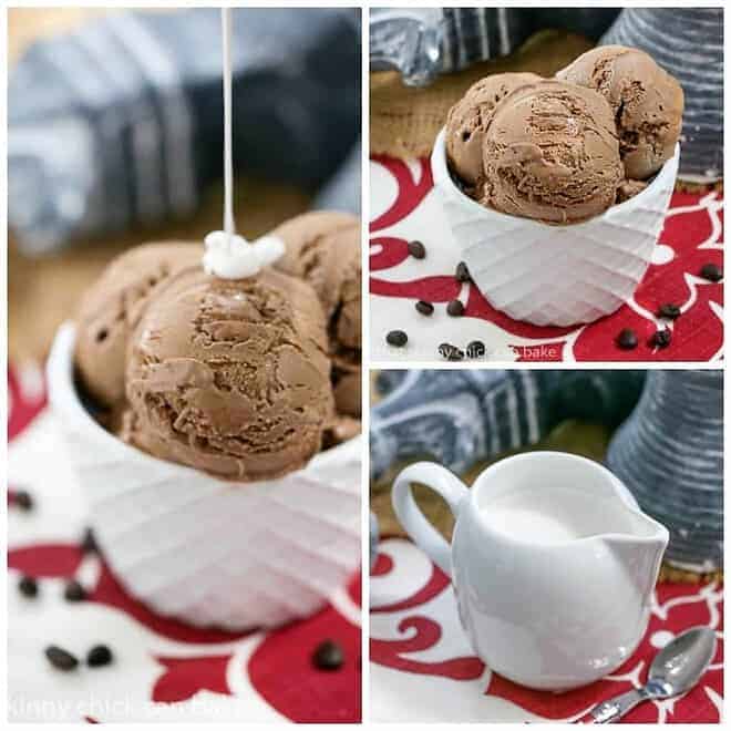 Mocha Ice Cream with Marshmallow Cream Sauce - Silky mocha ice cream topped with a pillow of marshmallow sauce Collage of Dreamy Mocha Ice Cream with Homemade Marshmallow Sauce images