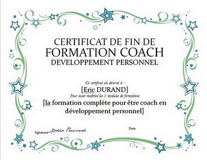 certificat de master coach en développement personnel
